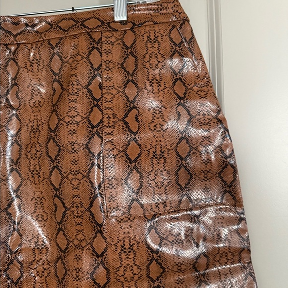 Brown Patent Snake Print Skirt - Picture 2 of 4